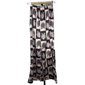 Pajama Pants Hi Waist Wide Leg Cuff Sleepwear Pink Black Seashell PJ Women Small